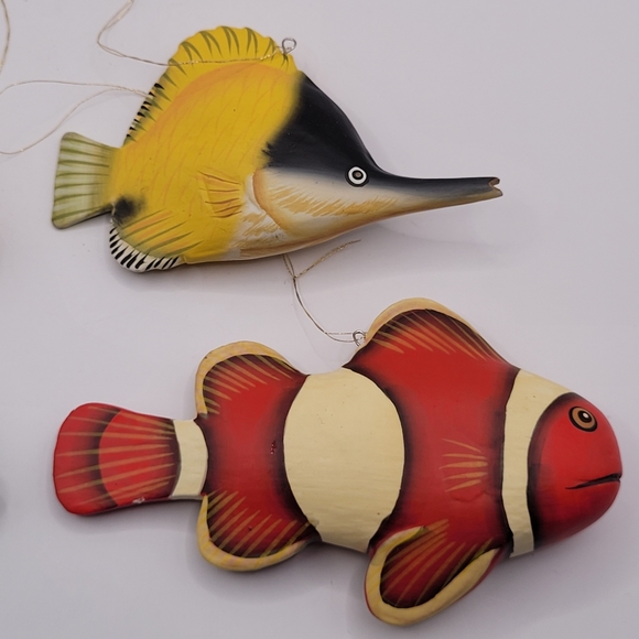 Hand Painted Wood Fish Ornaments - Picture 5 of 7